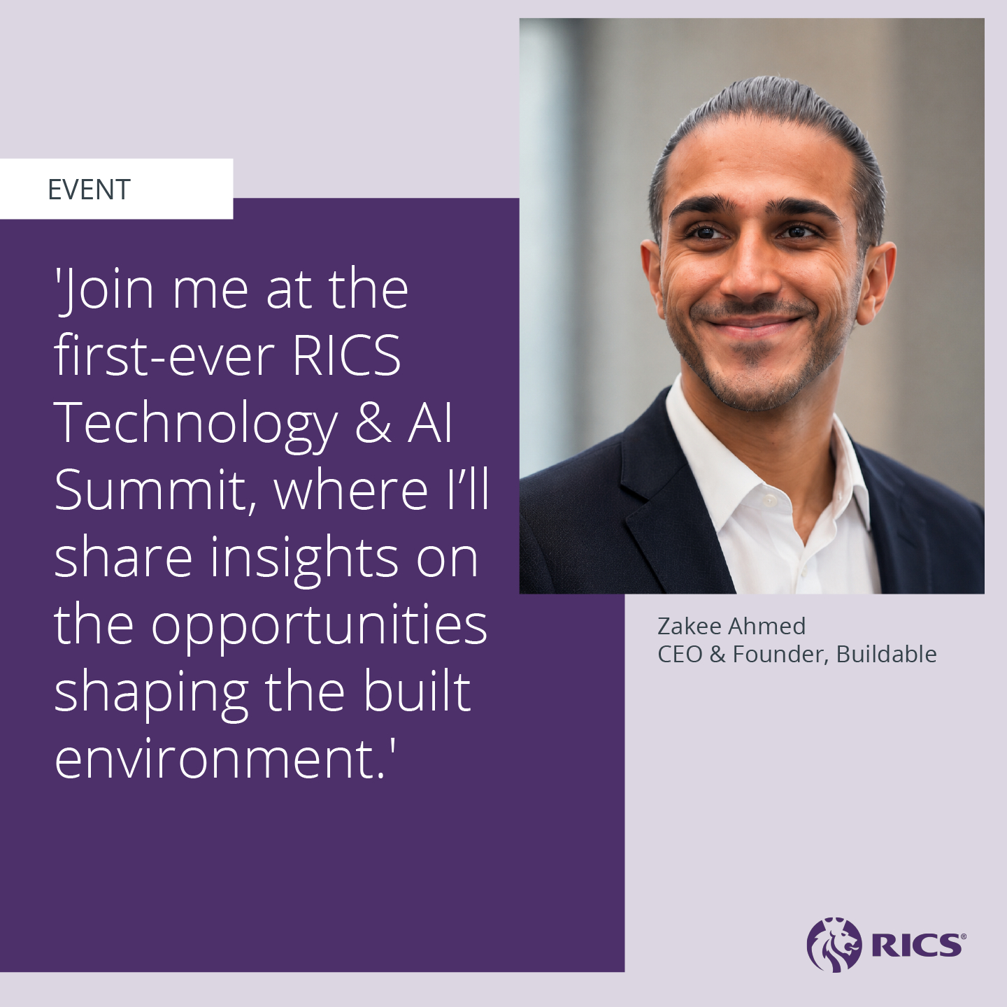 Zakee Ahmed at the RICS Technology and AI Summit